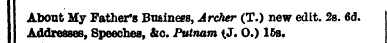 About My Father's Business, Archer (T.) ...