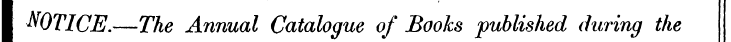 I NOTICE.—The Annual Catalogue of Books ...