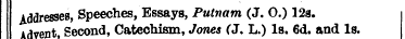 Addresses Speeches, Essays, Putnam (J. 0...
