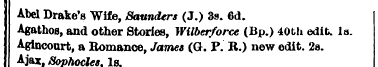 Abel Drake's Wifefounders (J.) 3s. 6d. ,...
