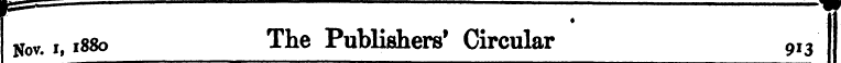 ¦£—— '—— ¦* I * Nov. i, 1880 The Publish...