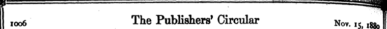 1006 The Publishers' Circular Nov. IS l8...