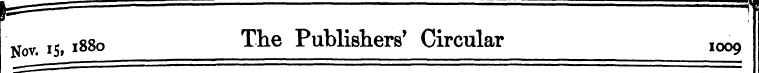 Nov. I5 ,1880 The Publishers' Circular 1...