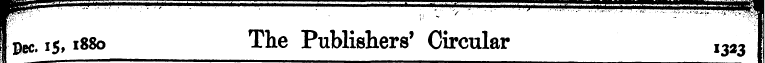 Dec. 15,1880 The Publishers' Circular , ...