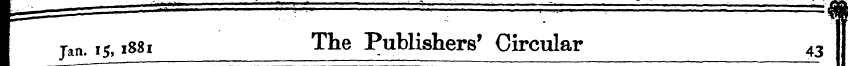 I Jan. is, 1881 The Publishers' Circular...