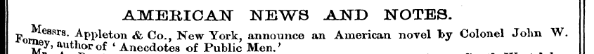 I AMERICAN NEWTS AND NOTES. ¦ I I I Fom ...
