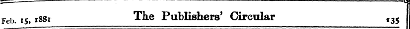 Feb. 15, issr The Publishers' Circular *...