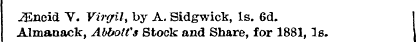 iEneid V. Virpil, by A. Sidgwick, Is. 6d...