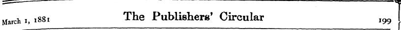 — :==^—^ NlarchI, 1881 The Publishers' C...