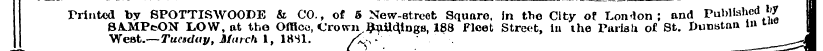 Printed 8A by .MP& SPOTTISWOOPE ON LOW, ...