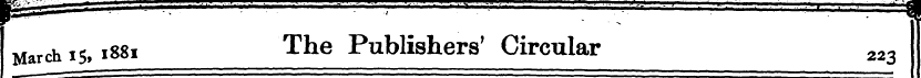 i_ i a March i$, 1881 The Publishers' Ci...
