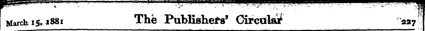 March 15.1881 The Publishers' Circular M...