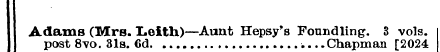 Adams post 8vo (Mrs . 31s . . 6 I d -elt...