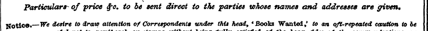 Particulars- of price $-c. to be sent di...