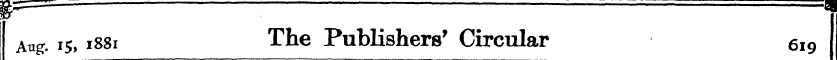 Aug. 15, 1881 The Publishers' Circular 6...