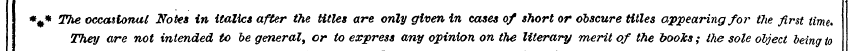 %* The occasional Notes in italics after...