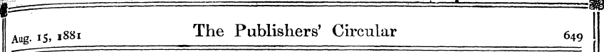 Aug IS) l88l The Publishers' Circular 64...
