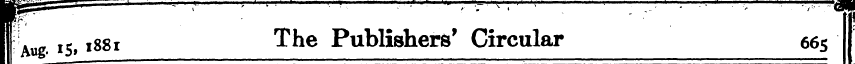 I Aug. 15. «881 ^** e Publishers' Circul...