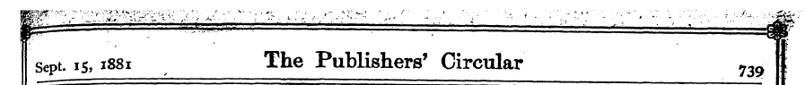 sept. 15,1881 The Publishers' Circular 7...