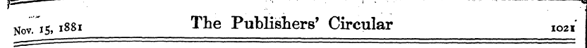 , ^— •', . • ,,.. > ^5 Nov7i5, 1881 T^e ...