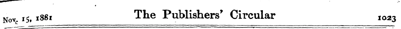 « Nov. 15,1SS1 The Publishers' Circular ...