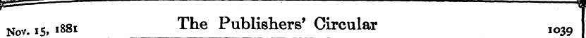 Nov. I5( 1881 The Publishers' Circular I...