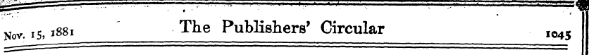 Nov. 15 ,1881 Tke Publishers' Circular I...