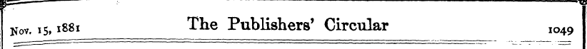 B2===— > ~~" i Kov. 15,1881 The Publishe...