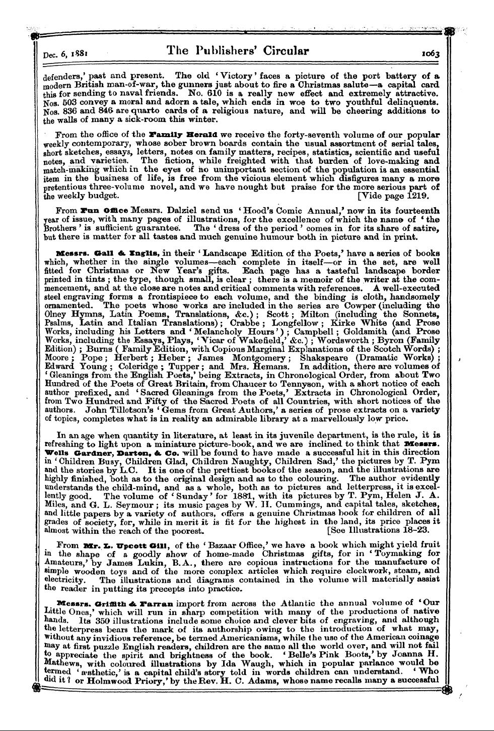 Publishers’ Circular (1880-1890): jS F Y, 1st edition - Messrs. Baker &. Sonsof Cliftonwho Are M...