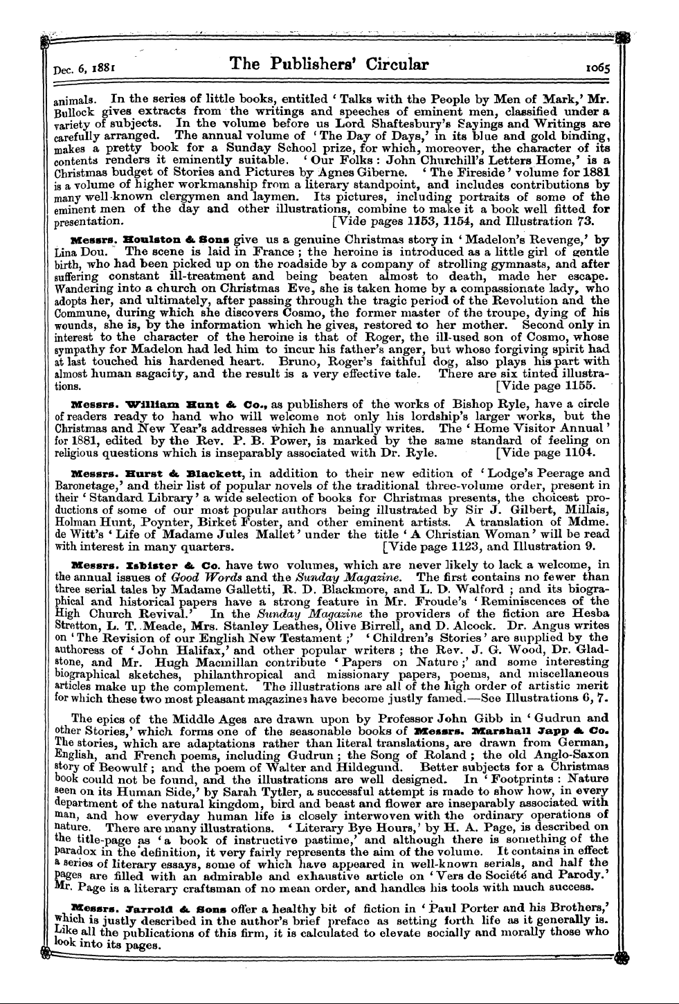 Publishers’ Circular (1880-1890): jS F Y, 1st edition - Messrs. Baker &. Sonsof Cliftonwho Are M...
