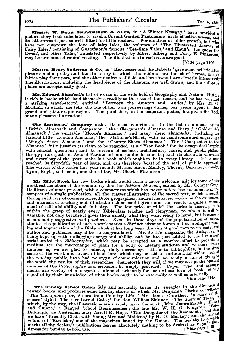 Publishers’ Circular (1880-1890): jS F Y, 1st edition - Messrs. Baker &. Sonsof Cliftonwho Are M...