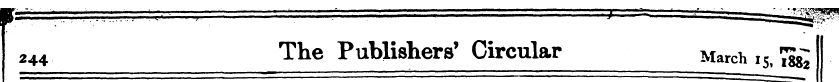 244 The Publishers' Circular March I5 ^