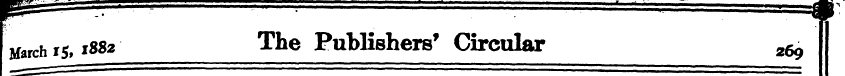 * q ¦ I March is, 18S2 The Publishers' C...