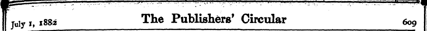 July i, i8&* The Publishers' Circular 60...