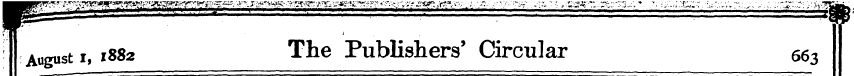 ; August i, 1882 The Publishers' Circula...