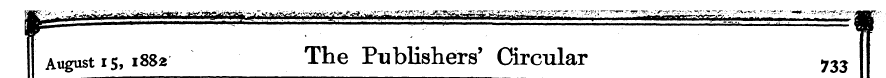 August 15, 1882 The Publishers' Circular...