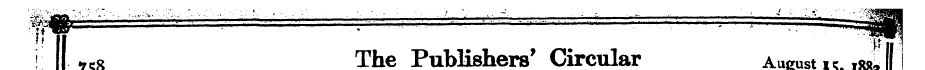 ! * c« The Publishers' Circular August«....