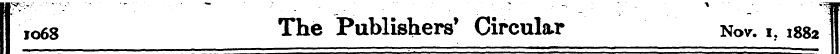 ,o68 The Publishers * Circular Nov. i ? ...