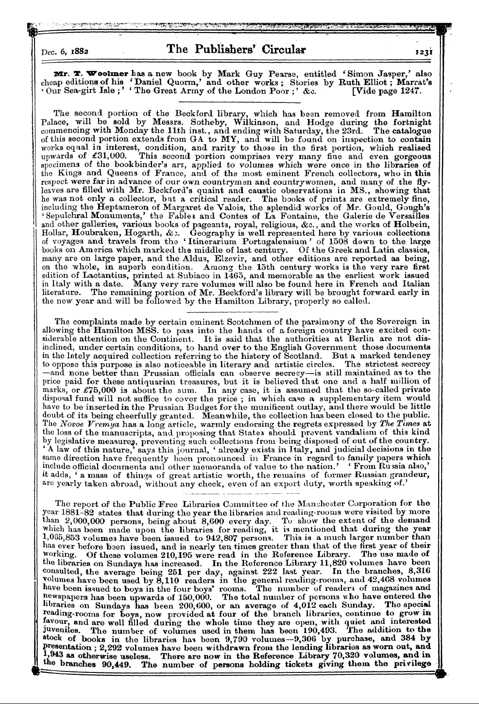 Publishers’ Circular (1880-1890): jS F Y, 1st edition - Fuvn Bent F Mr . Us N« - Some Nnmi Aoker...