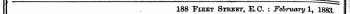 188 FiEET Street, E.C. : February 1, 1883 I