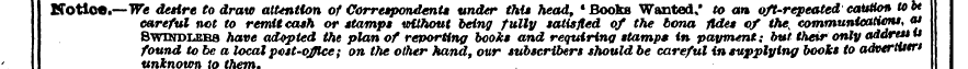 Notice.—We careful desire not to draw to...