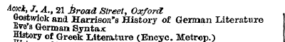 2 Gostwick ?' J ' A " and 21 -broad Harr...