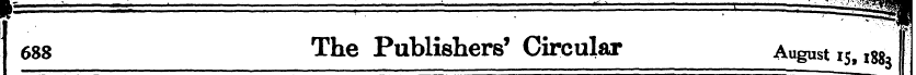 688 The Publishers' Circular August 15, ...