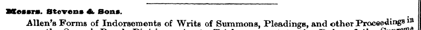 Mtessrfl. Stevens Sl Bon*. Allen's Forms...