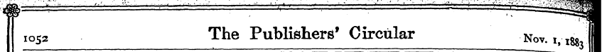 1052 The Publishers' Circular Nov. i, l8...