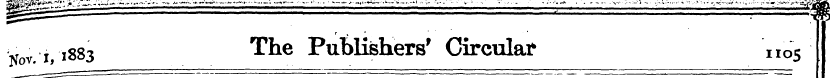 r \ * ' ' ' Nov i, 1883 ^ e Publishers' ...