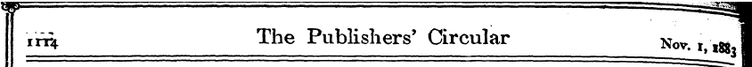 irai. The Publishers' Circular Nov t ¦ 1...