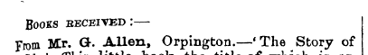 Books beceived :— From Mir. Gh Allen, Or...