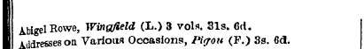 I I Abigel Addresses Rowe on , Various W...