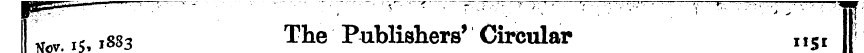 Nov. 15i S8 3 ^ke Publishers 1 Circular ...